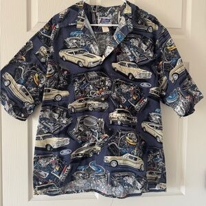 Reyn Spooner Classic Car Print Navy Shirt
